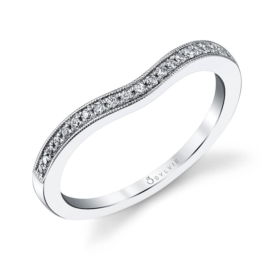 (18K Rose) Curved Vintage Wedding Band