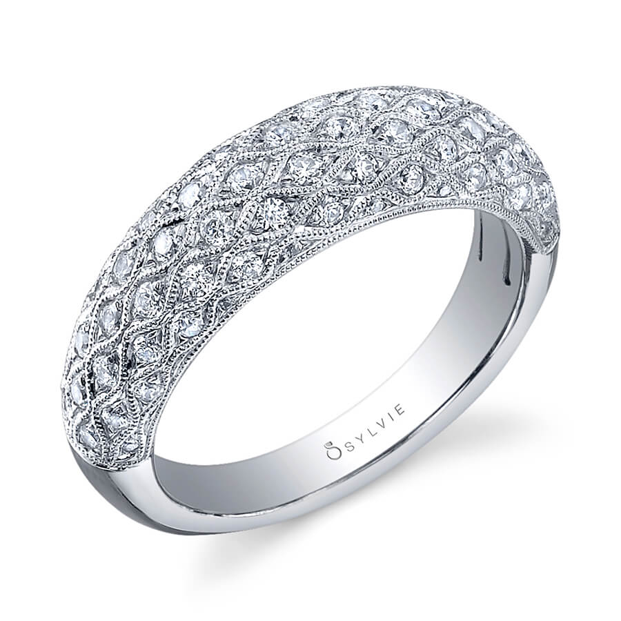 (Platinum White) Wide Wedding Band