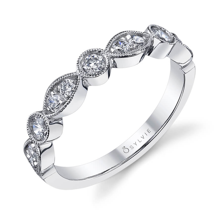 (14K Rose) Marquise and Round Brilliant Wedding Band