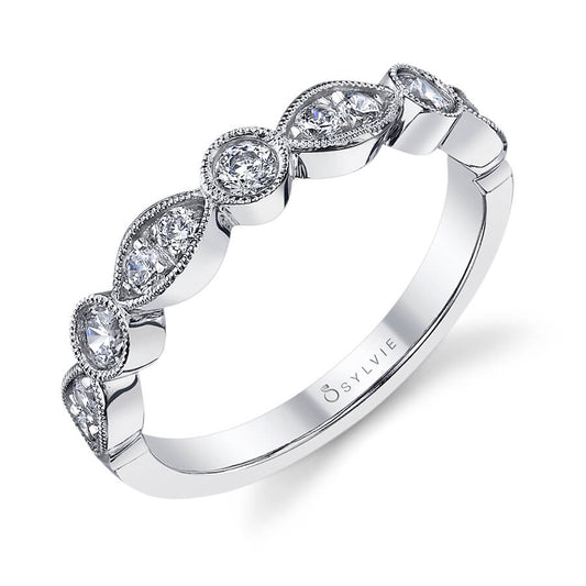 (18K Rose) Marquise and Round Brilliant Wedding Band