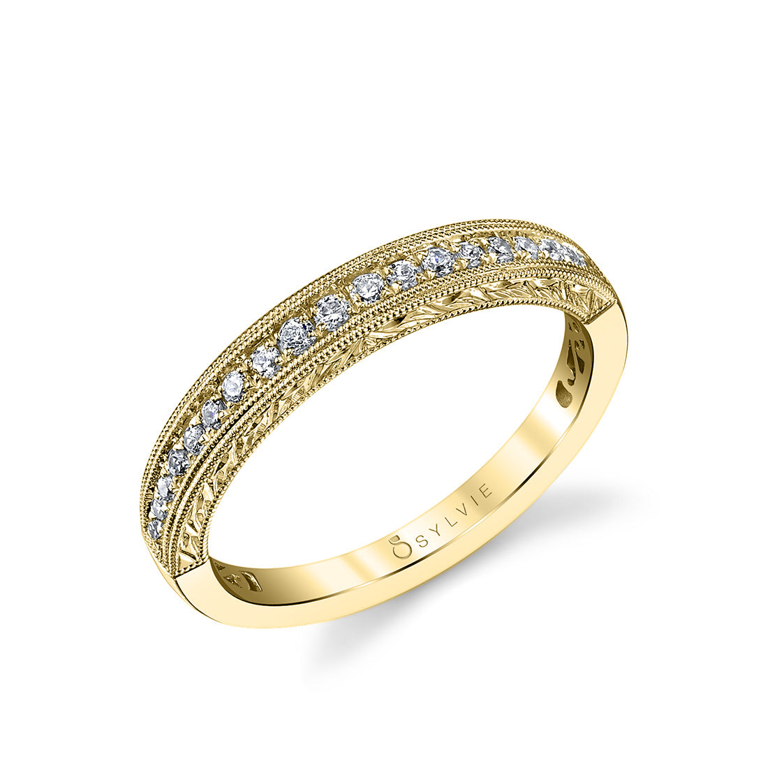 (14K Yellow) Vintage Diamond Wedding Band
