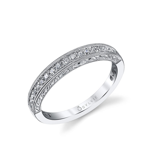 (Platinum White) Vintage Diamond Wedding Band
