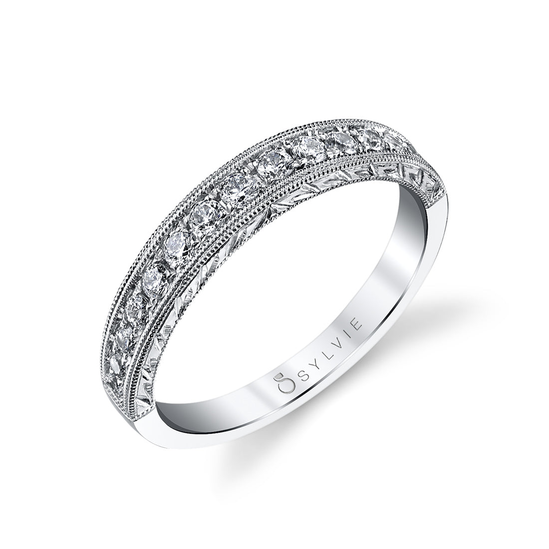 (18K White) Vintage Wedding Band