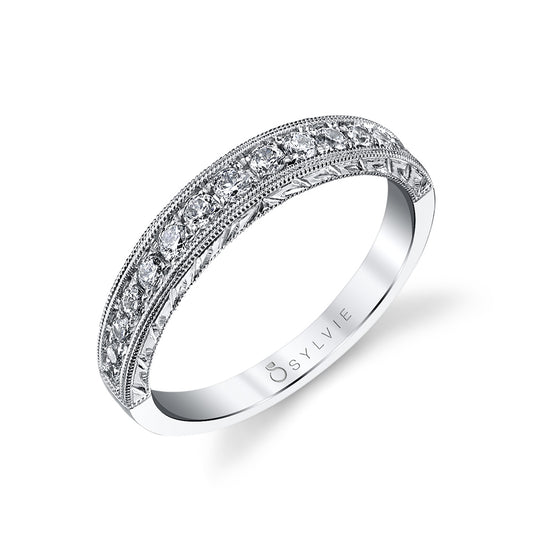 (Platinum White) Vintage Wedding Band