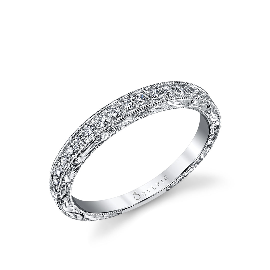 (Platinum White) Vintage Wedding Band
