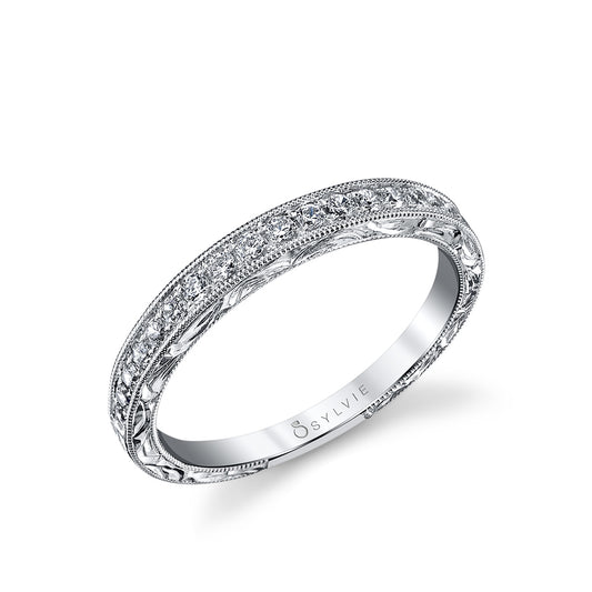 (Platinum White) Vintage Wedding Band