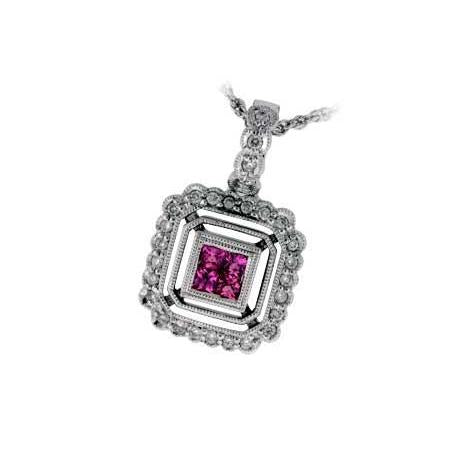 14KT Gold Pink Sapphire Necklace