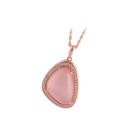 14KT Gold Rose Quartz Necklace