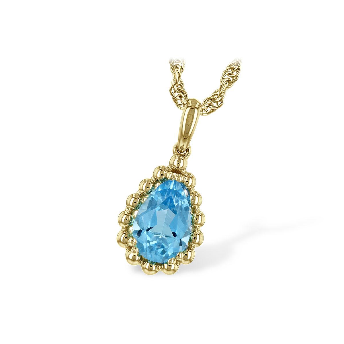 14KT Gold Blue Topaz Necklace