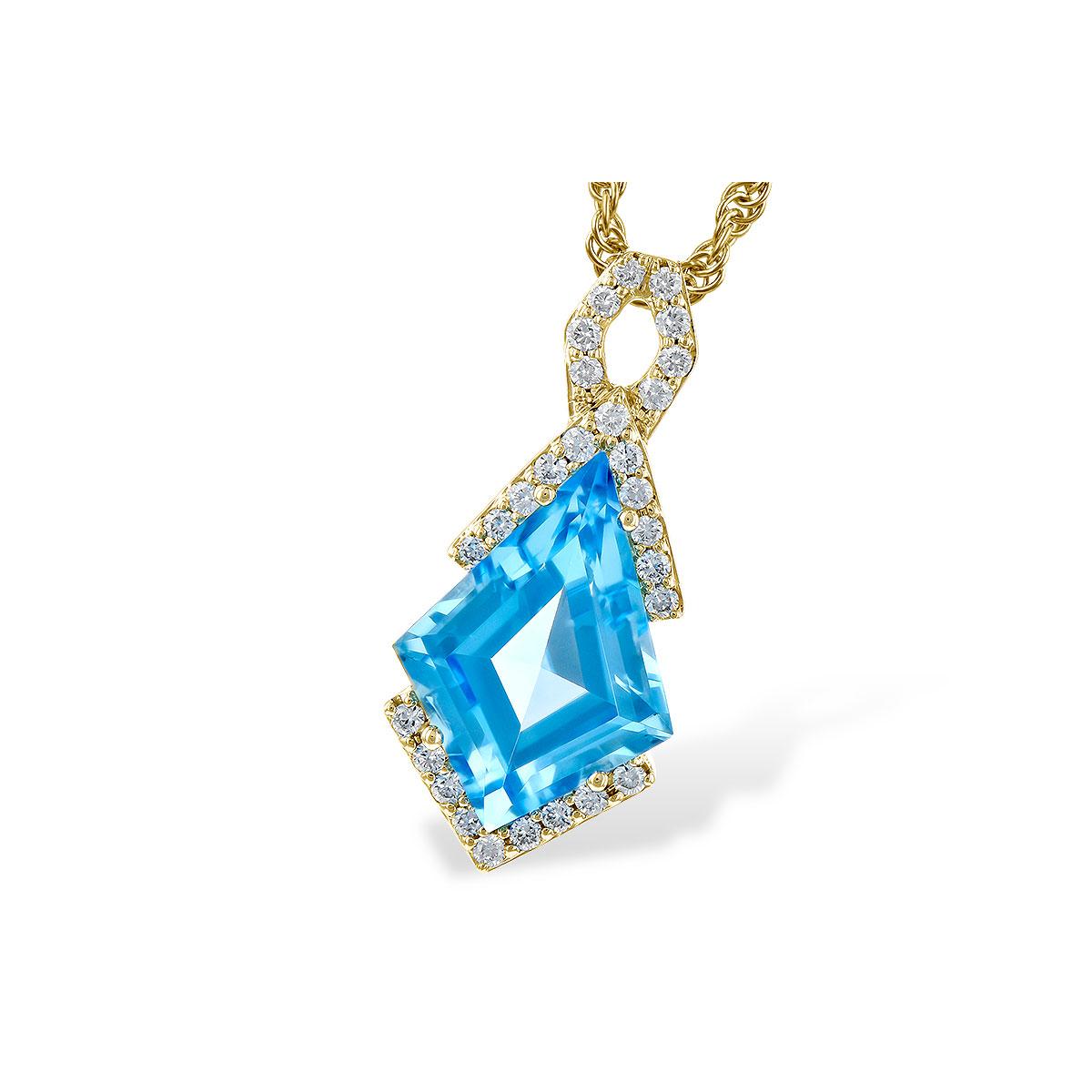 14KT Gold Blue Topaz Necklace