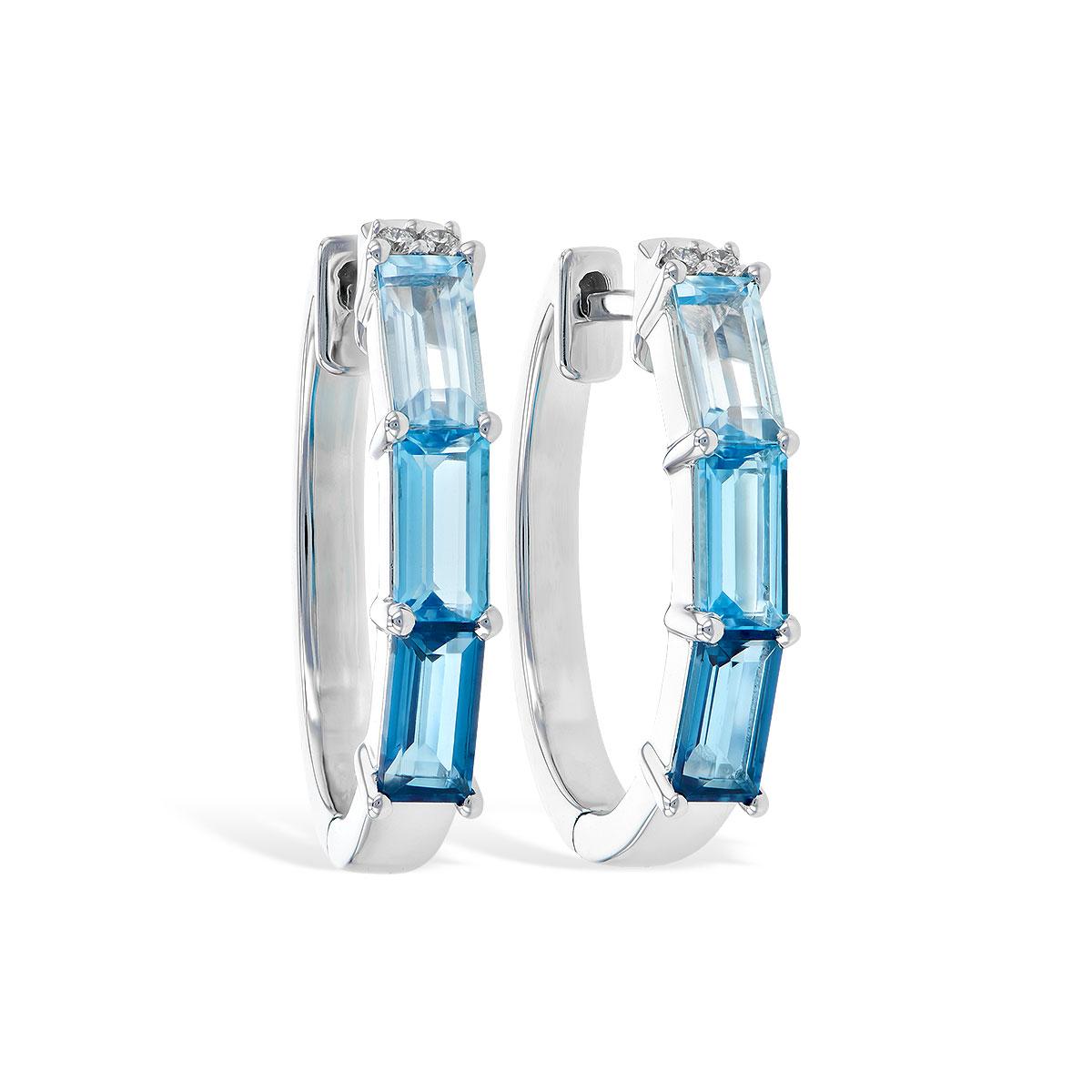 14KT Gold Blue Topaz Earrings