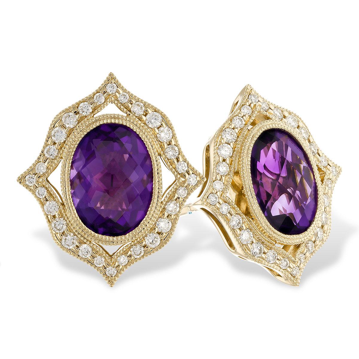14KT Gold Amethyst Earrings