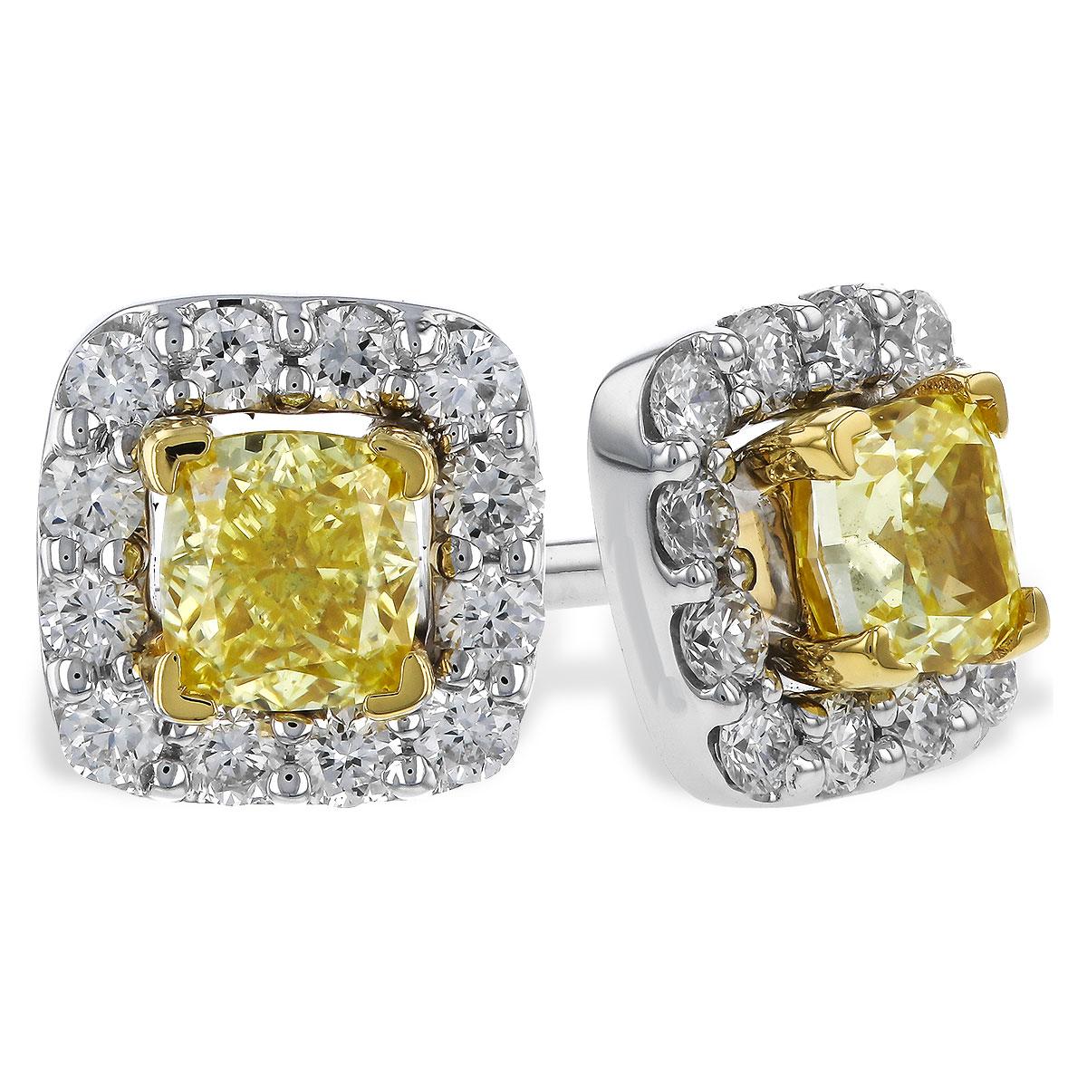 14KT Gold Yellow Diamond Earrings