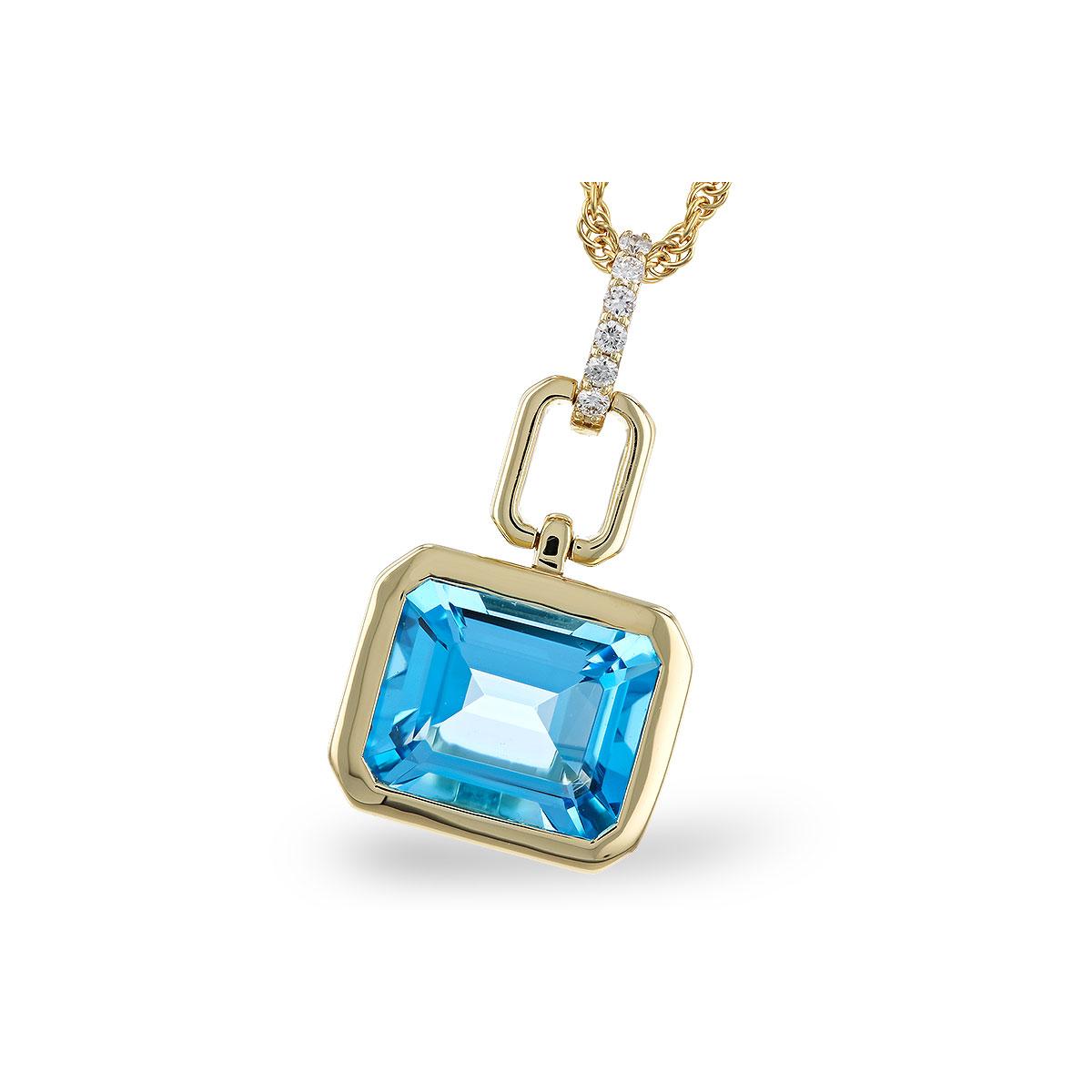 14KT Gold Blue Topaz Necklace