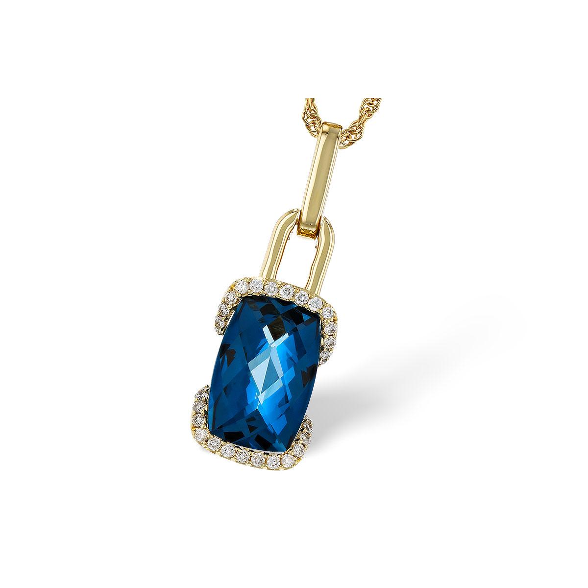 14KT Gold Blue Topaz Necklace