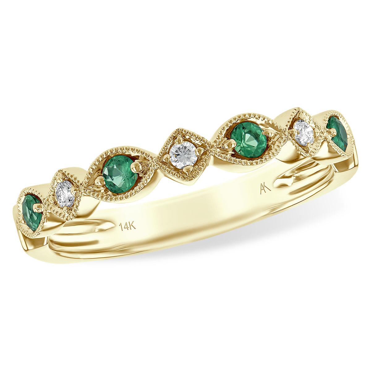 14KT Gold Ladies Emerald Wedding Ring