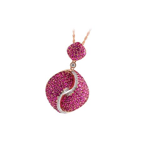 14KT Gold Pink Sapphire Necklace
