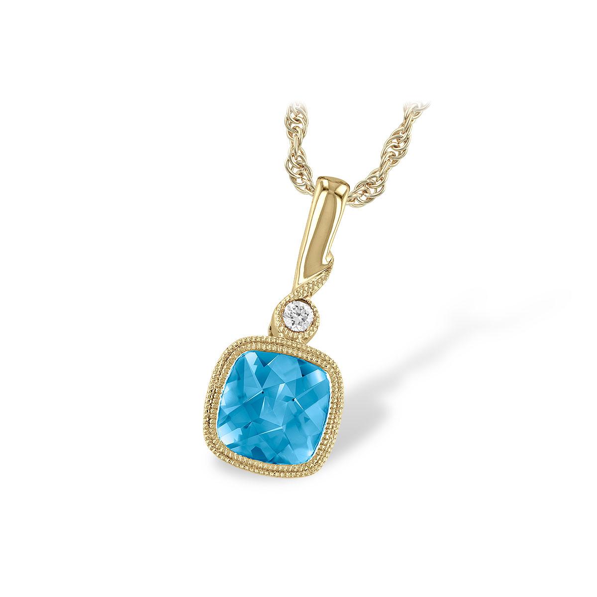14KT Gold Blue Topaz Necklace