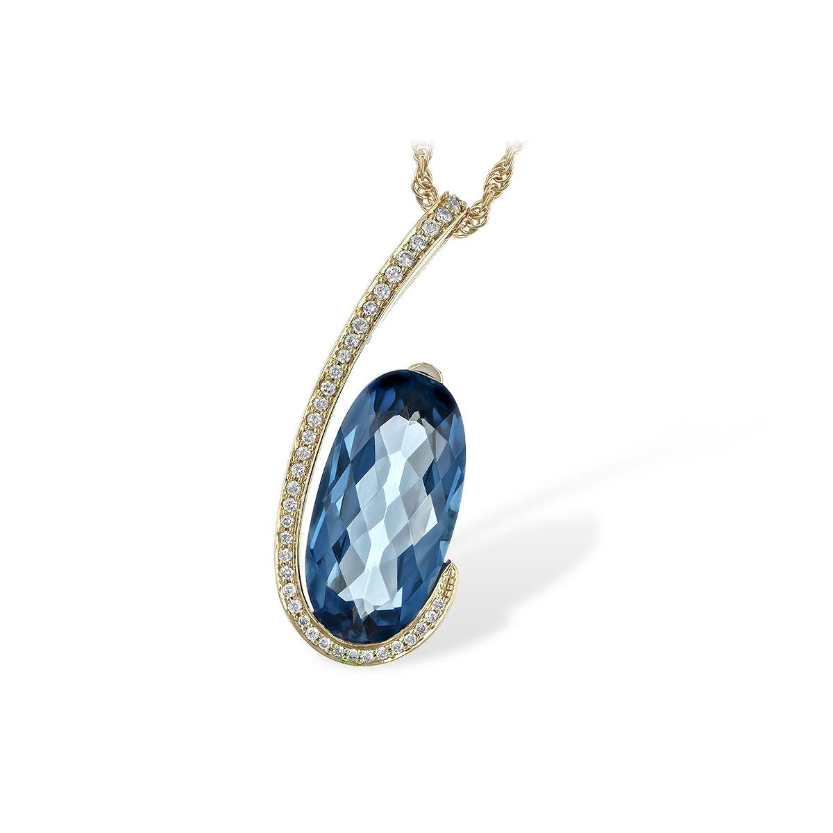 14KT Gold Blue Topaz Necklace