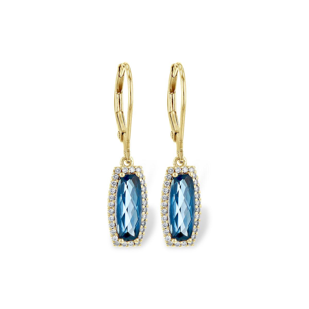 14KT Gold Blue Topaz Earrings