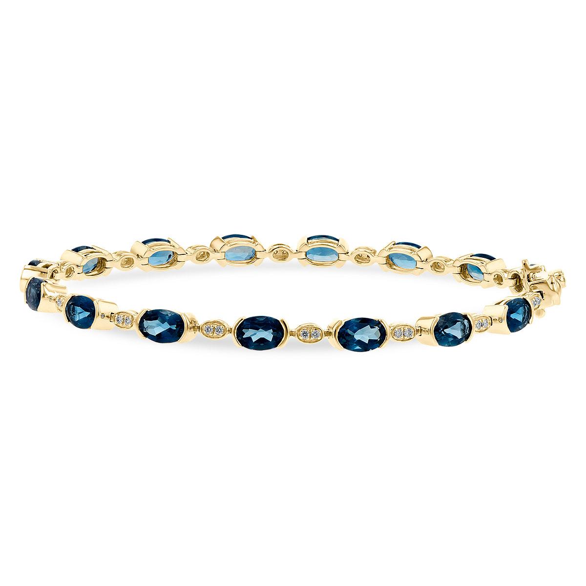 14KT Gold Blue Topaz Bracelet