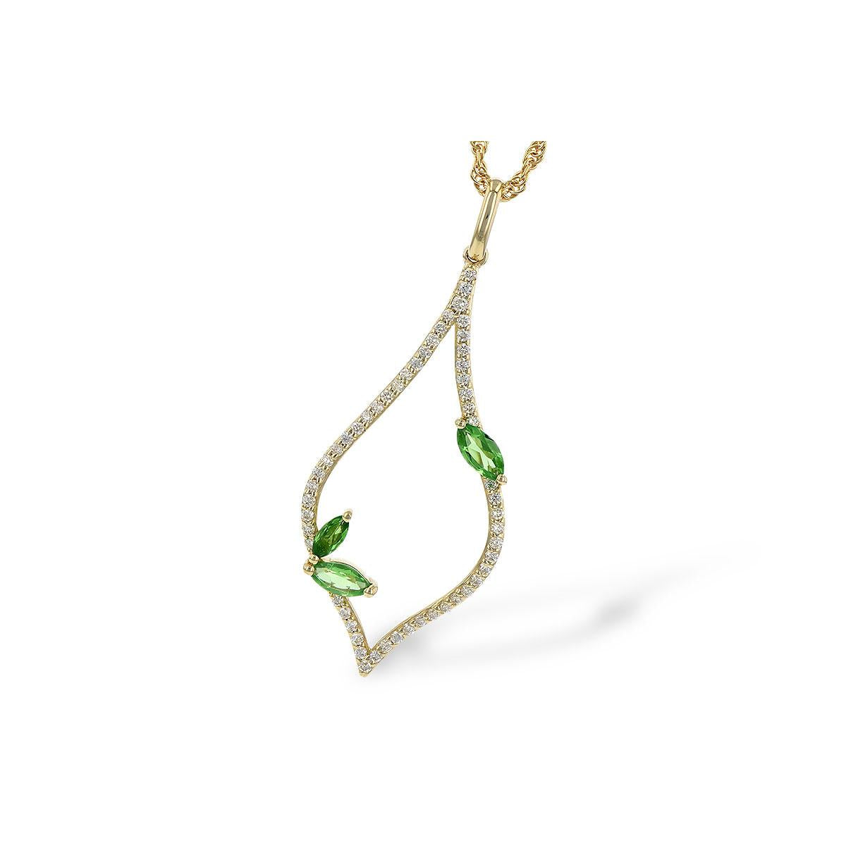 14KT Gold Green Garnet Necklace
