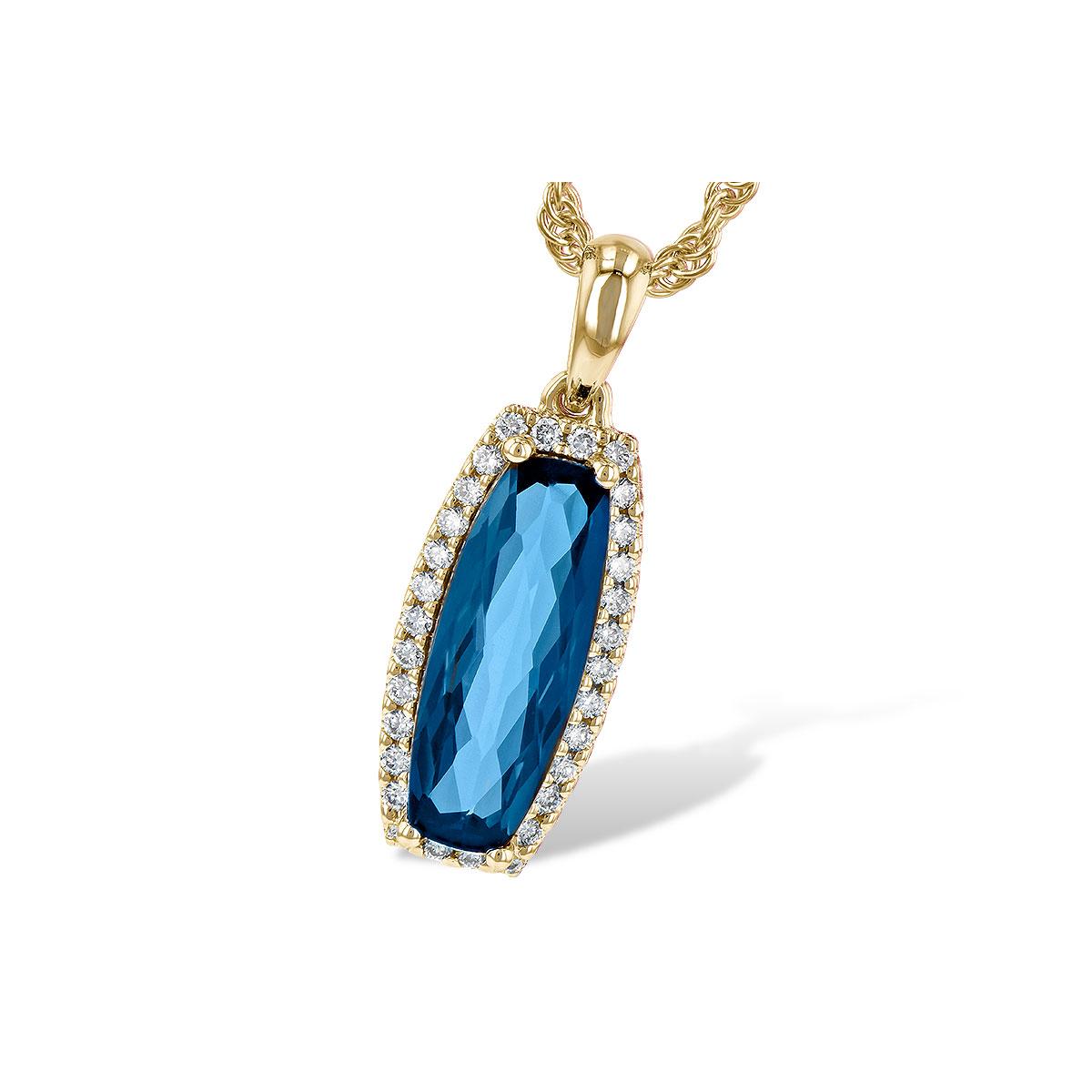 14KT Gold Blue Topaz Necklace