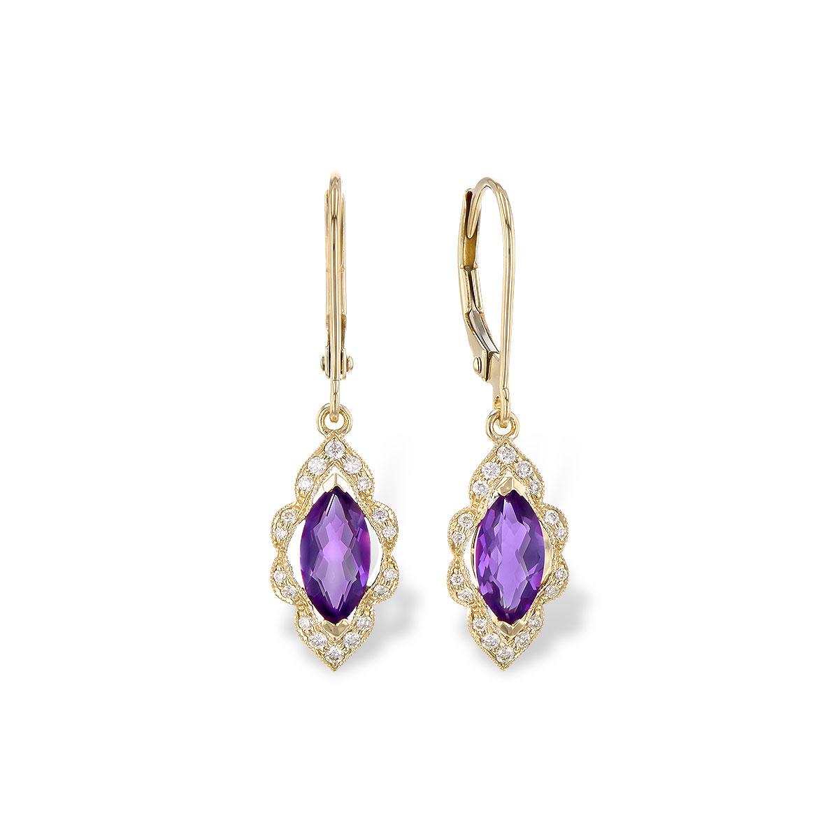 14KT Gold Amethyst Earrings