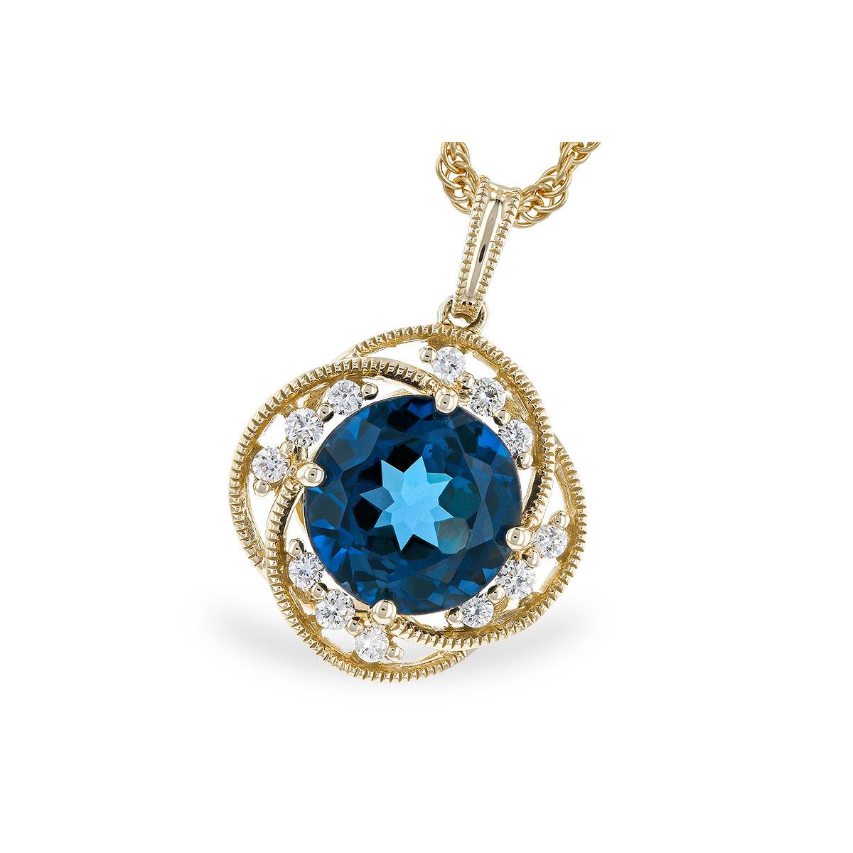 14KT Gold Blue Topaz Necklace