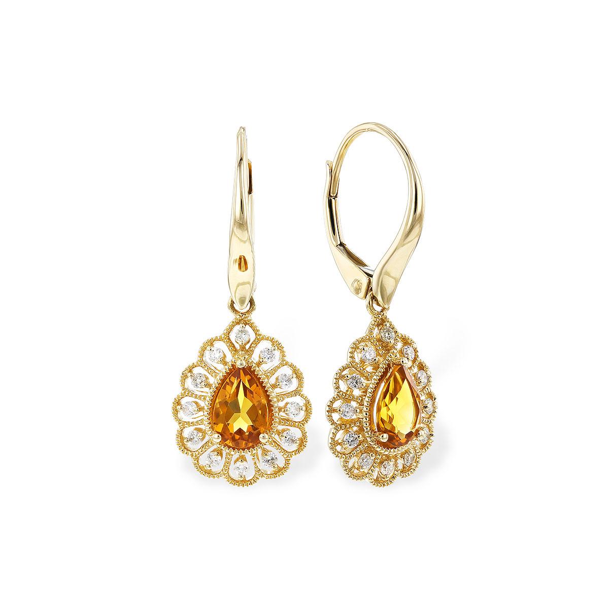 14KT Gold Citrine Earrings