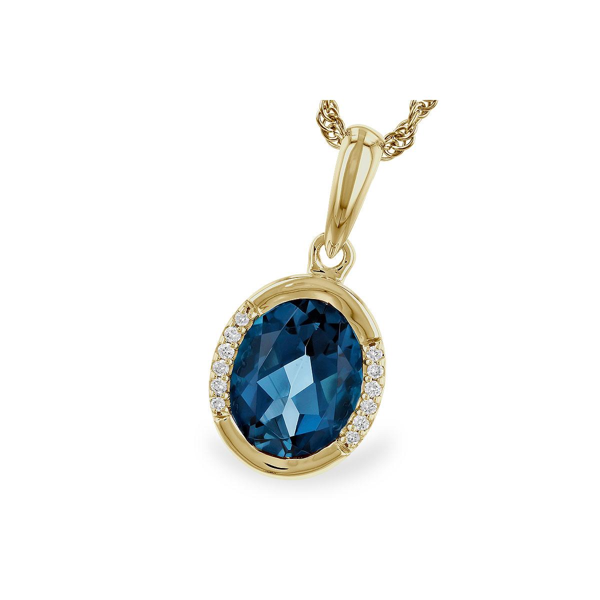 14KT Gold Blue Topaz Necklace