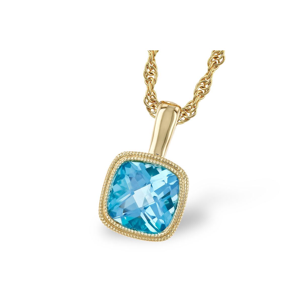 14KT Gold Blue Topaz Necklace