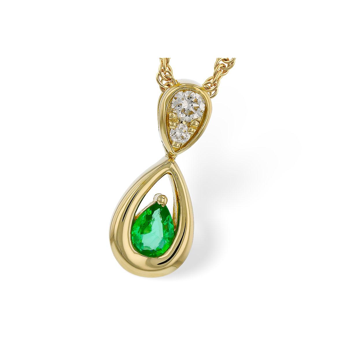 14KT Gold Emerald Necklace