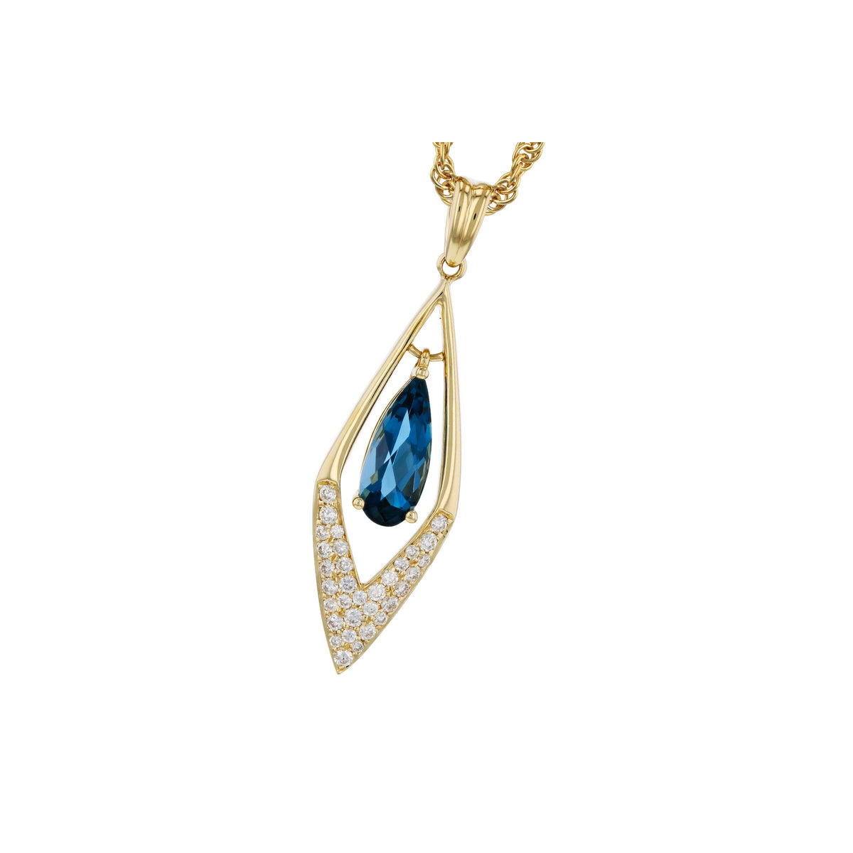 14KT Gold Blue Topaz Necklace