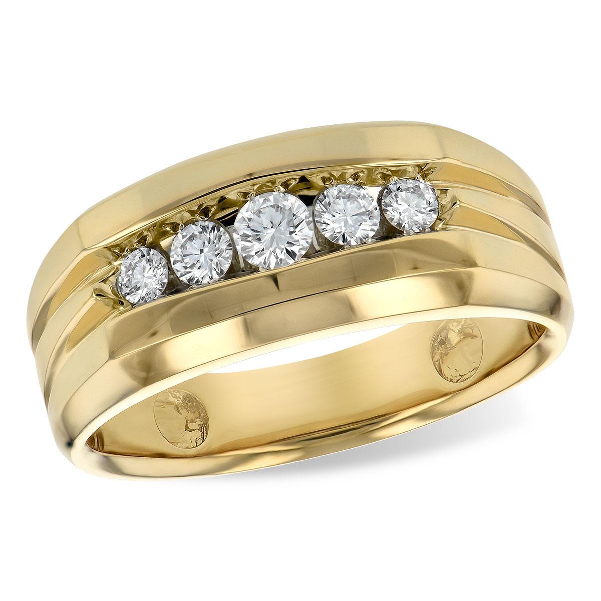 14KT Gold Mens Diamond Wedding Ring