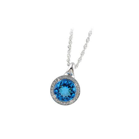 14KT Gold Blue Topaz Necklace