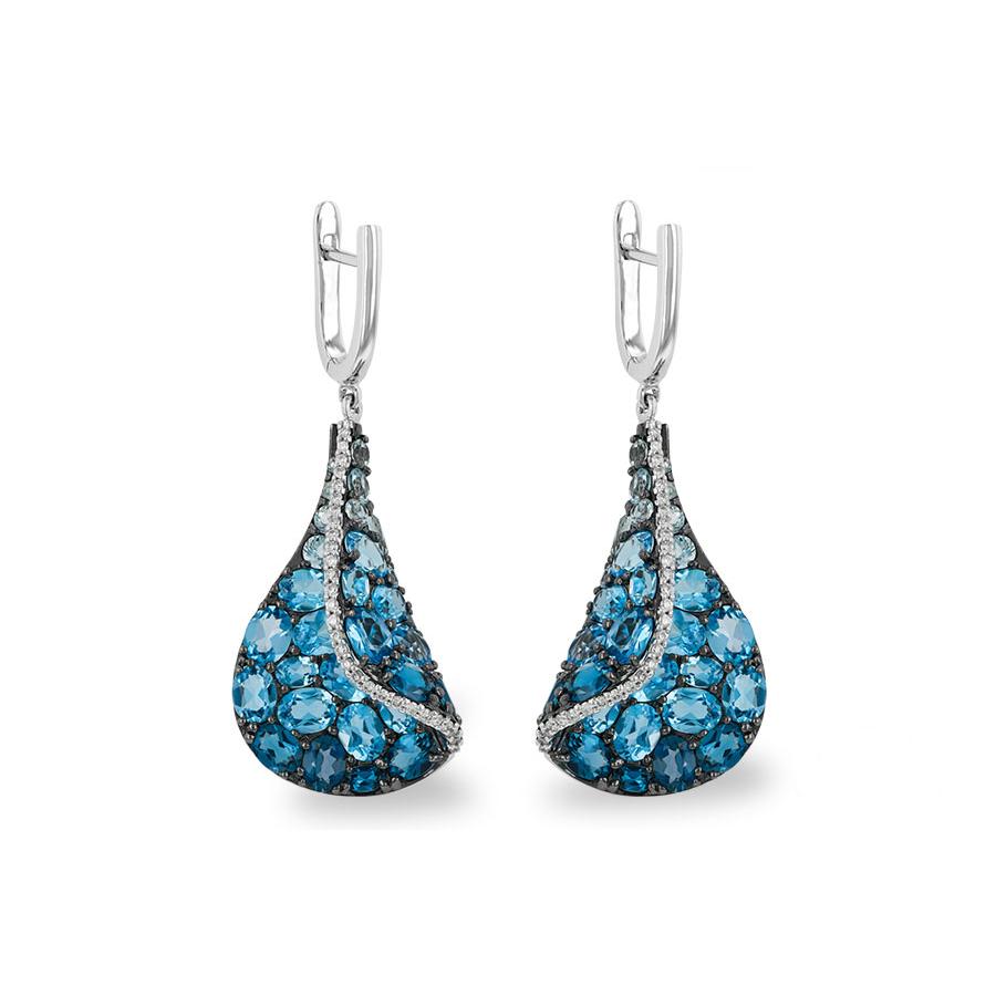 14KT Gold Blue Topaz Earrings