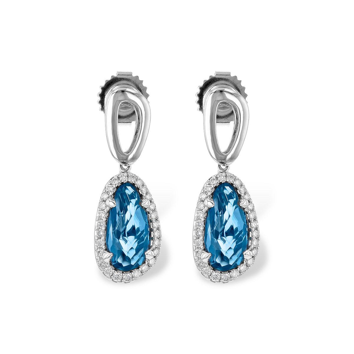 14KT Gold Blue Topaz Earrings