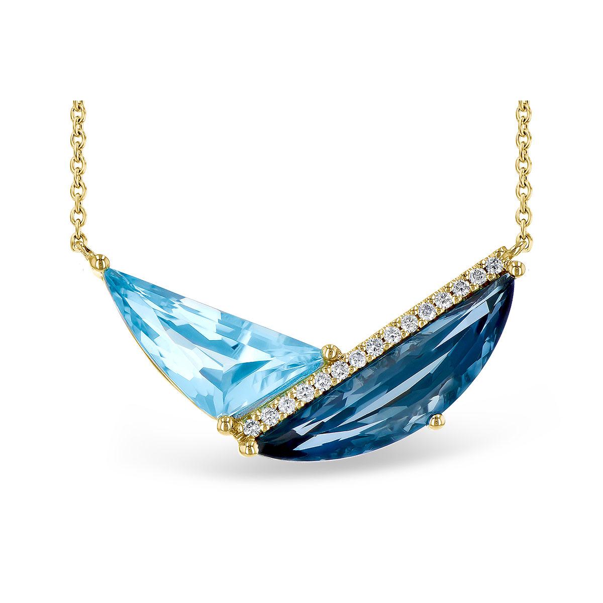 14KT Gold Blue Topaz Necklace