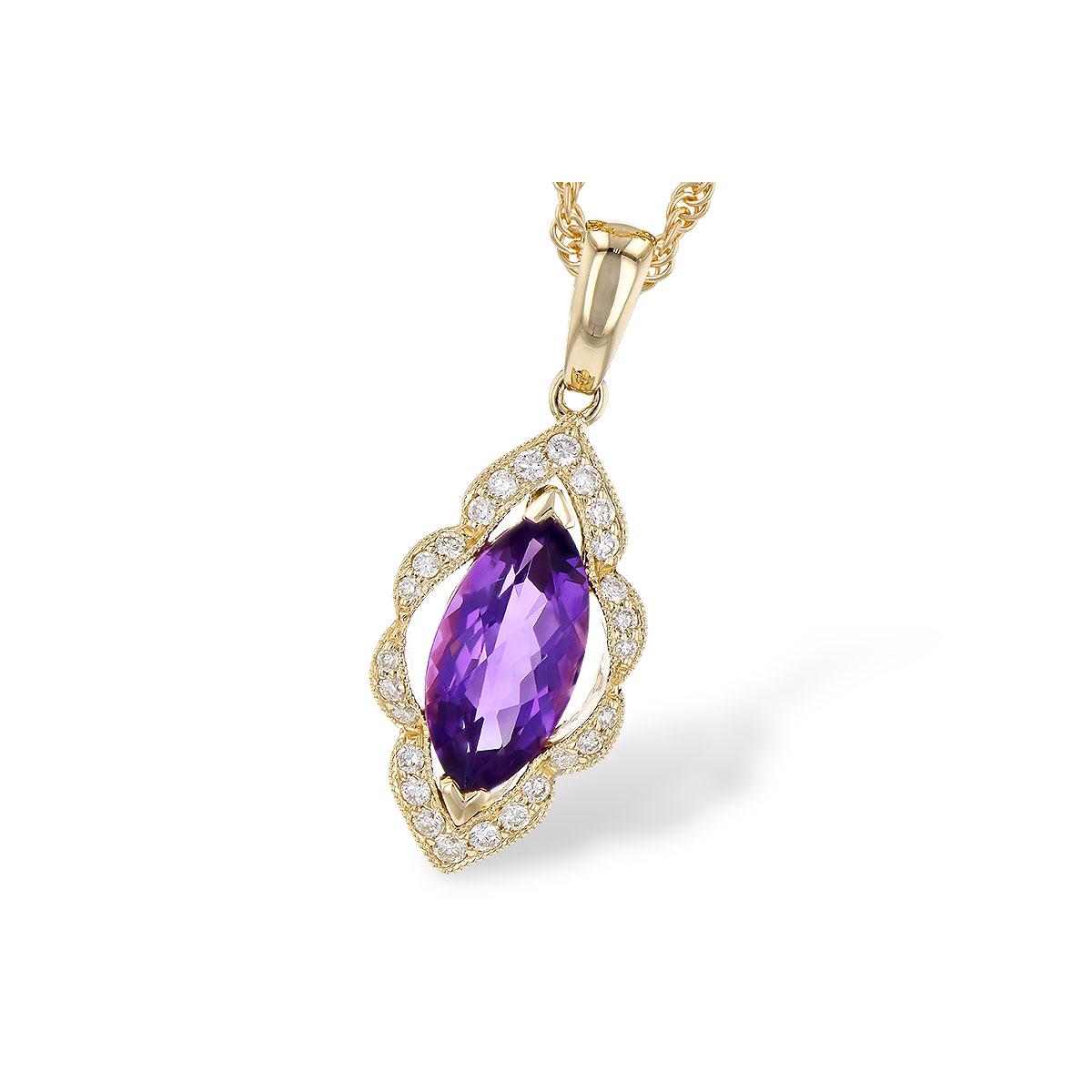 14KT Gold Amethyst Necklace