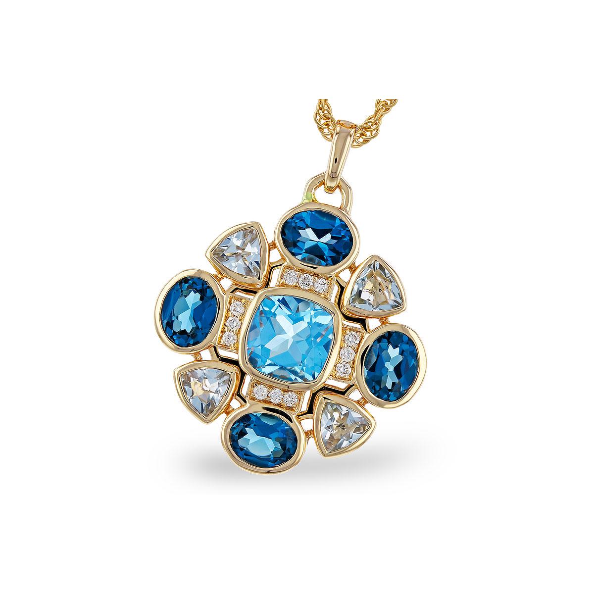 14KT Gold Blue Topaz Necklace