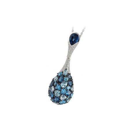 14KT Gold Blue Topaz Necklace