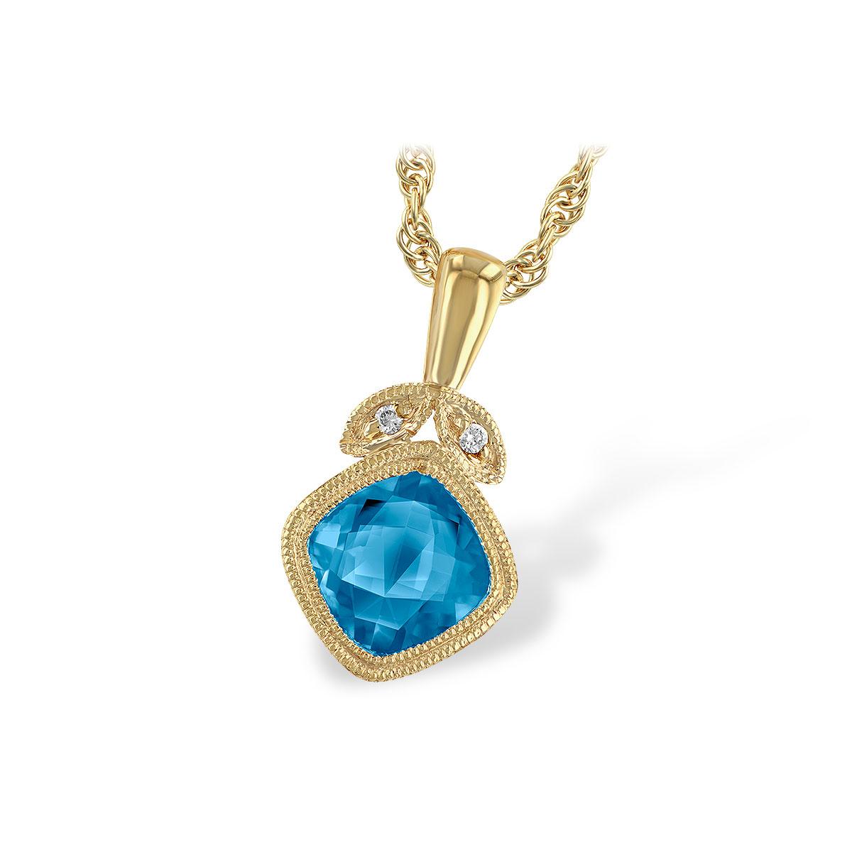 14KT Gold Blue Topaz Necklace