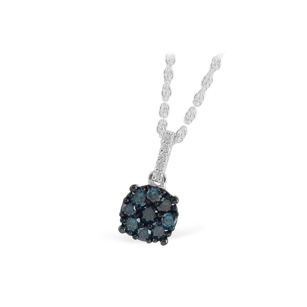 14KT Gold Blue Diamond Necklace