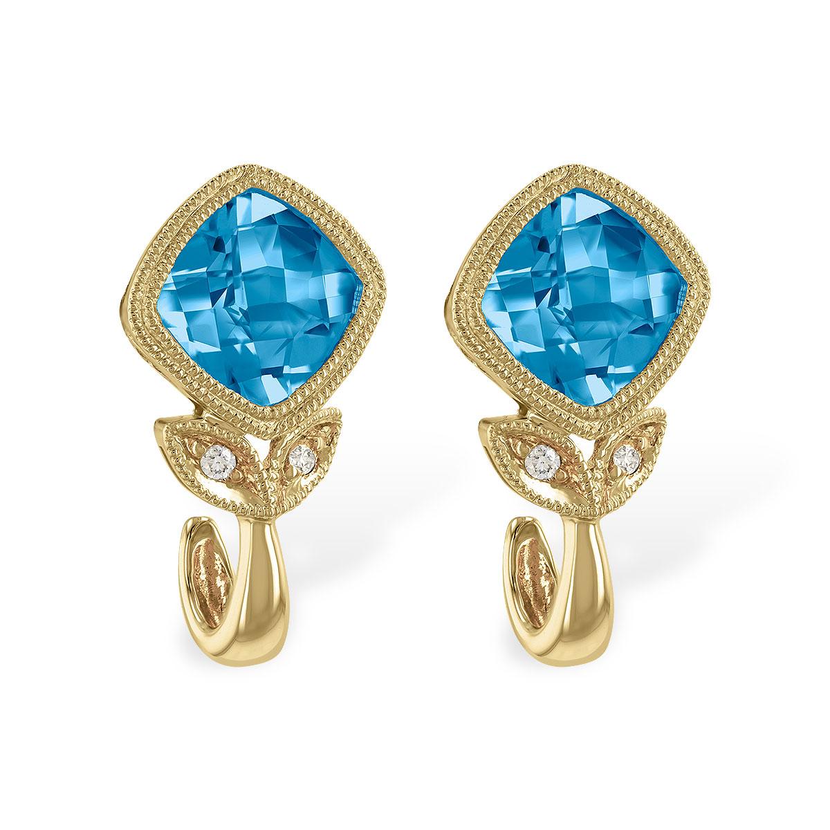 14KT Gold Blue Topaz Earrings
