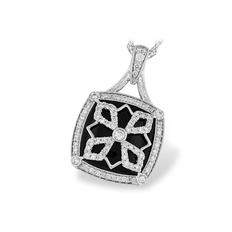 14KT Gold Onyx & Diamond Necklace