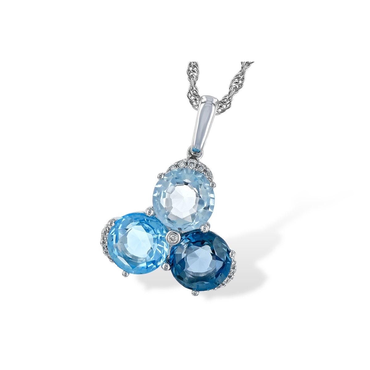 14KT Gold Blue Topaz Necklace
