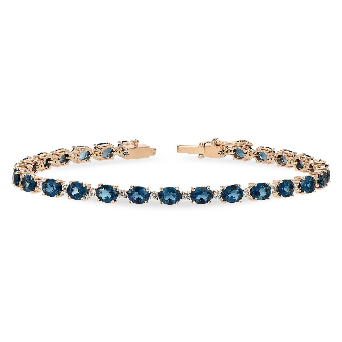 14KT Gold Blue Topaz Bracelet