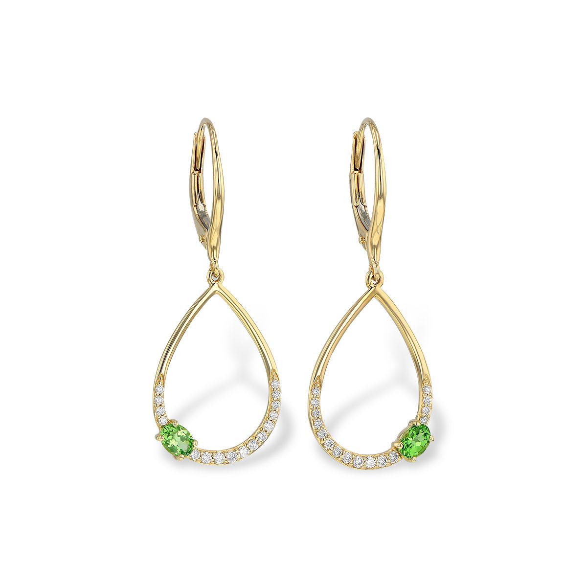 14KT Gold Green Garnet Earrings