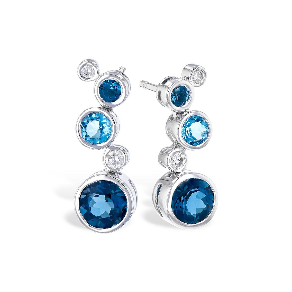 14KT Gold Blue Topaz Earrings